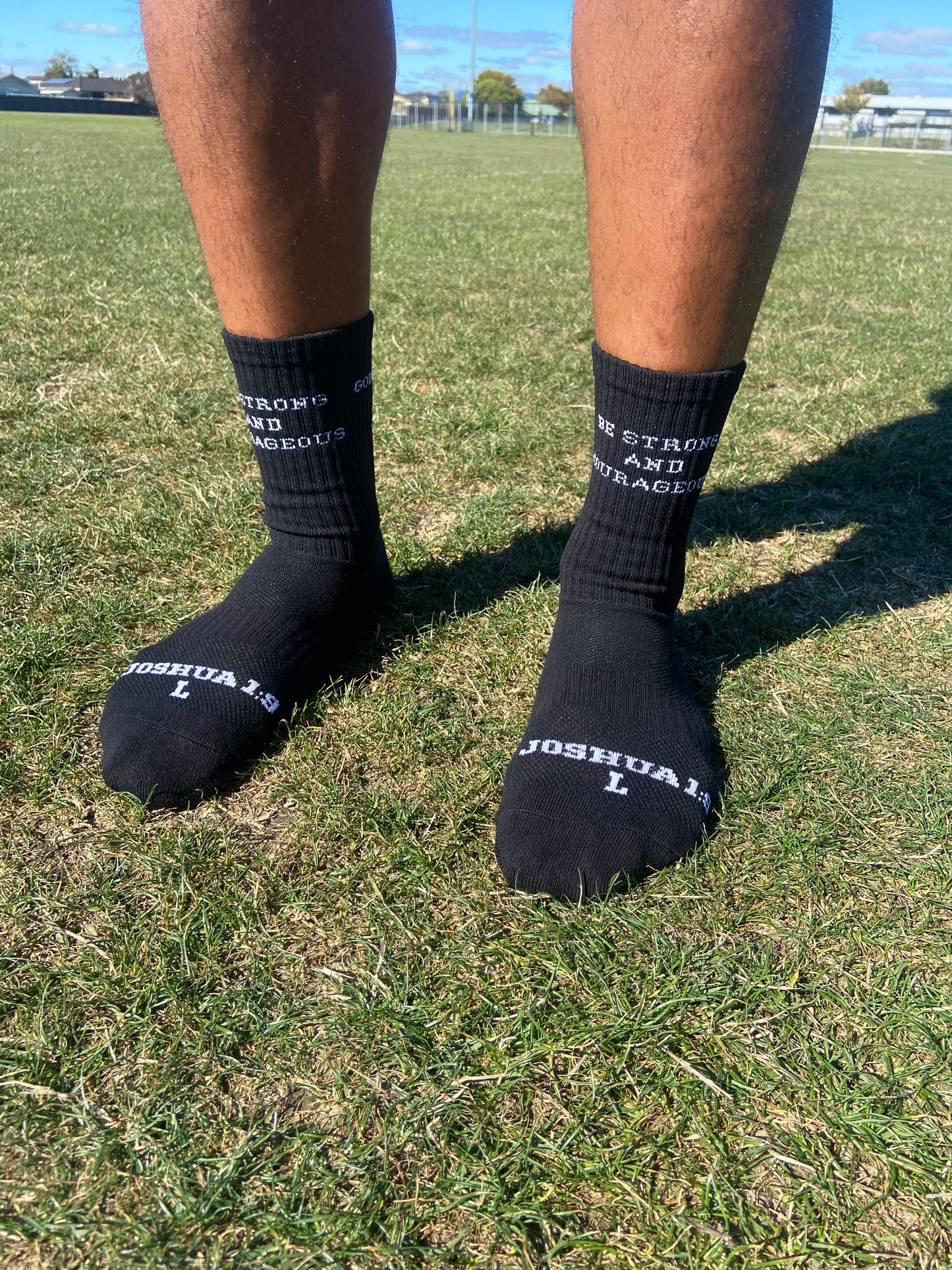 JOSHUA 1:9 BLACK GRIP SOCKS