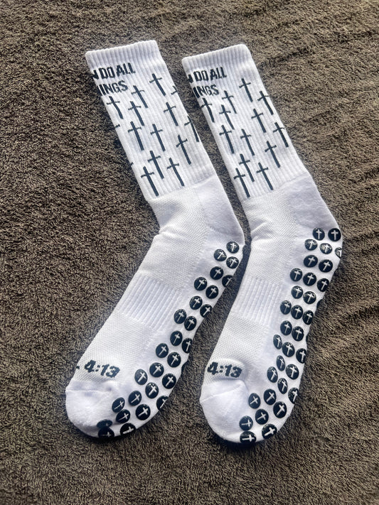 PHILIPPIANS 4:13 MINI CROSSES GRIP SOCKS