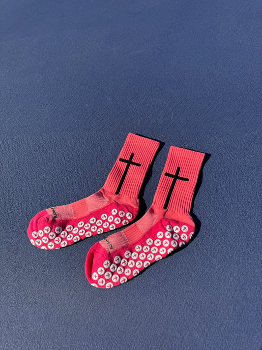 PINK DOUBLE CROSS GODLY GRIP SOCKS