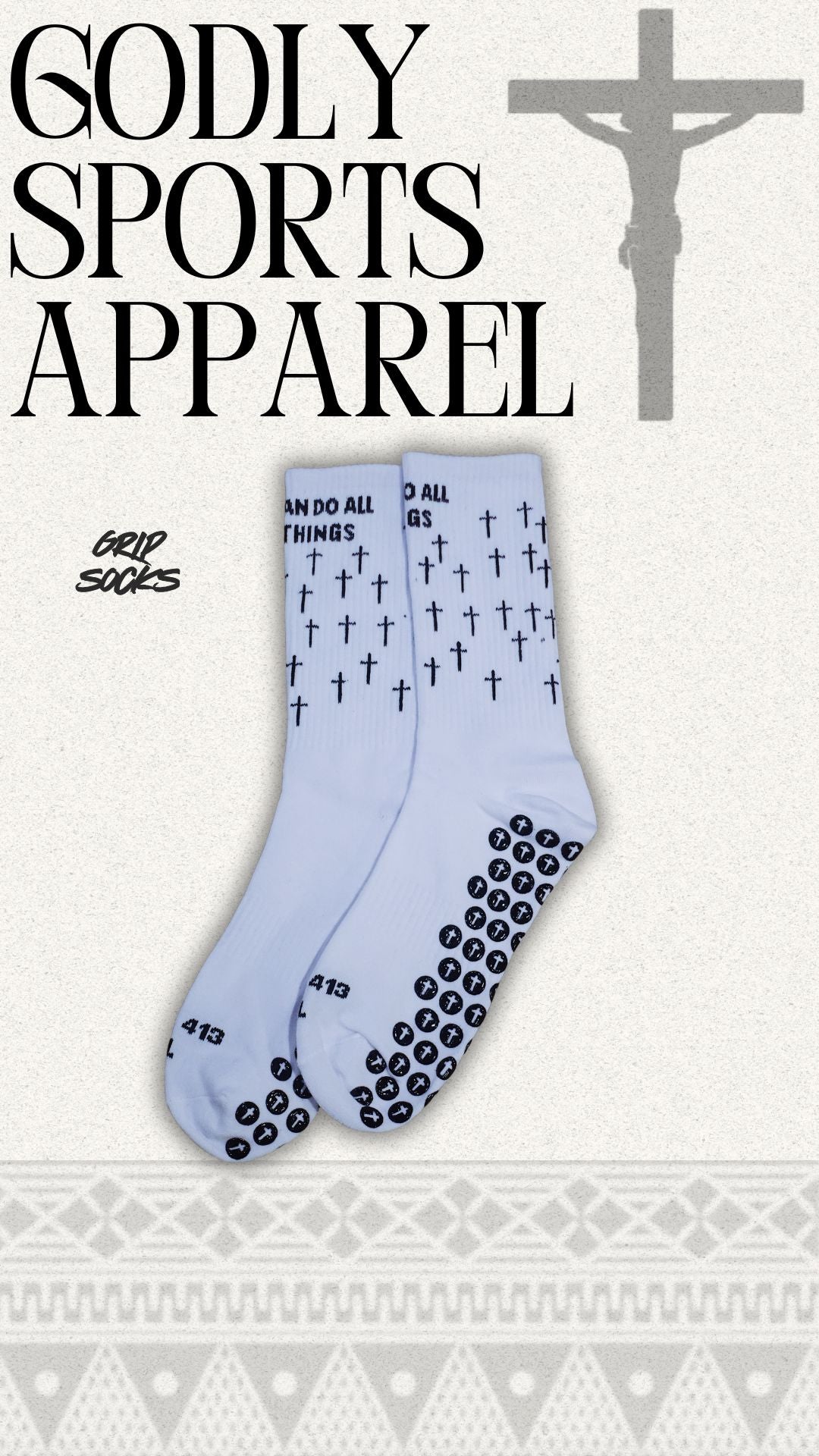 *EASTER SUNDAY SALE* PHILIPPIANS 4:13 MINI CROSSES GRIP SOCKS